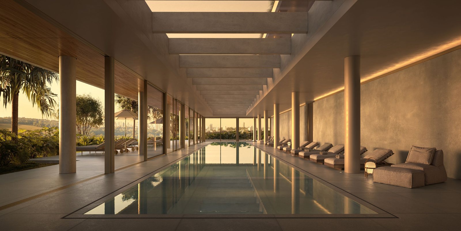 Piscina semiolímpica aquecida de 25 metros do Vivens